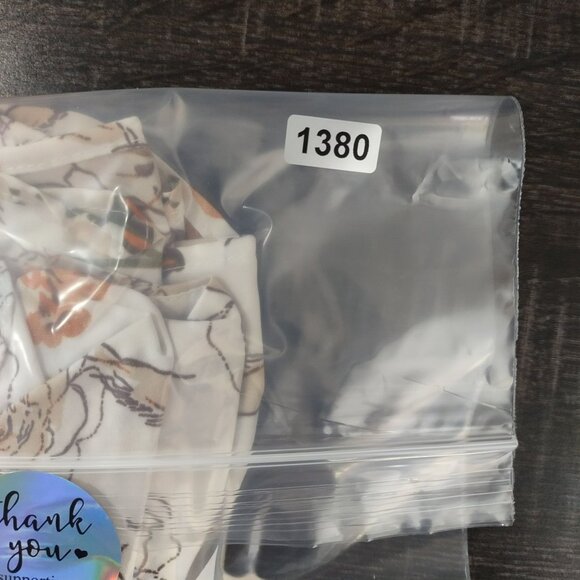 Shein Womens Floral Cold Shoulder Ruffle Top‎ S White Orange Summer Boho Casual - Picture 9 of 9